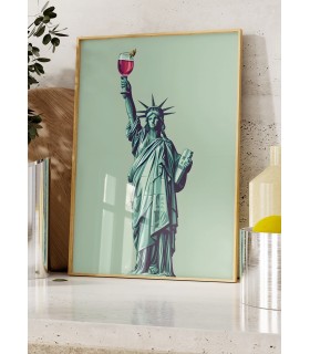 Affiche Statue liberté & vin