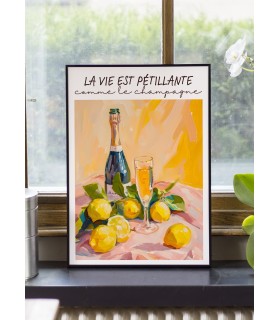 Affiche Champagne et citrons
