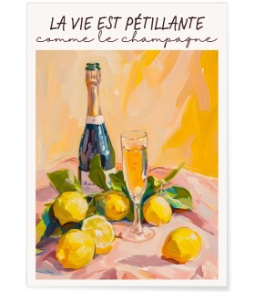 Affiche Champagne et citrons