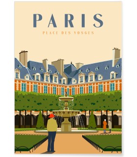 Affiche ville Paris - Place des Vosges