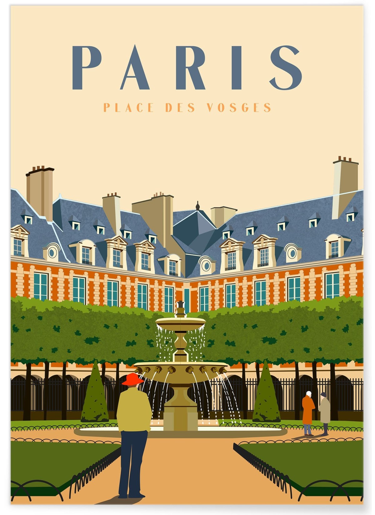 Affiche ville Paris - Place des Vosges