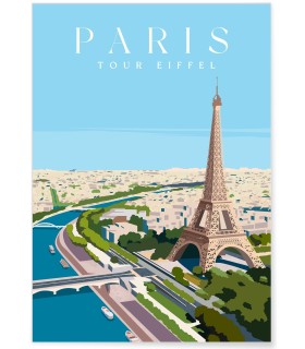 Affiche ville Paris - Tour Eiffel