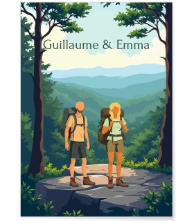 Affiche Couple Randonnée Personnalisée – Gravissez les Sommets de l’Amour ! 🥾⛰️