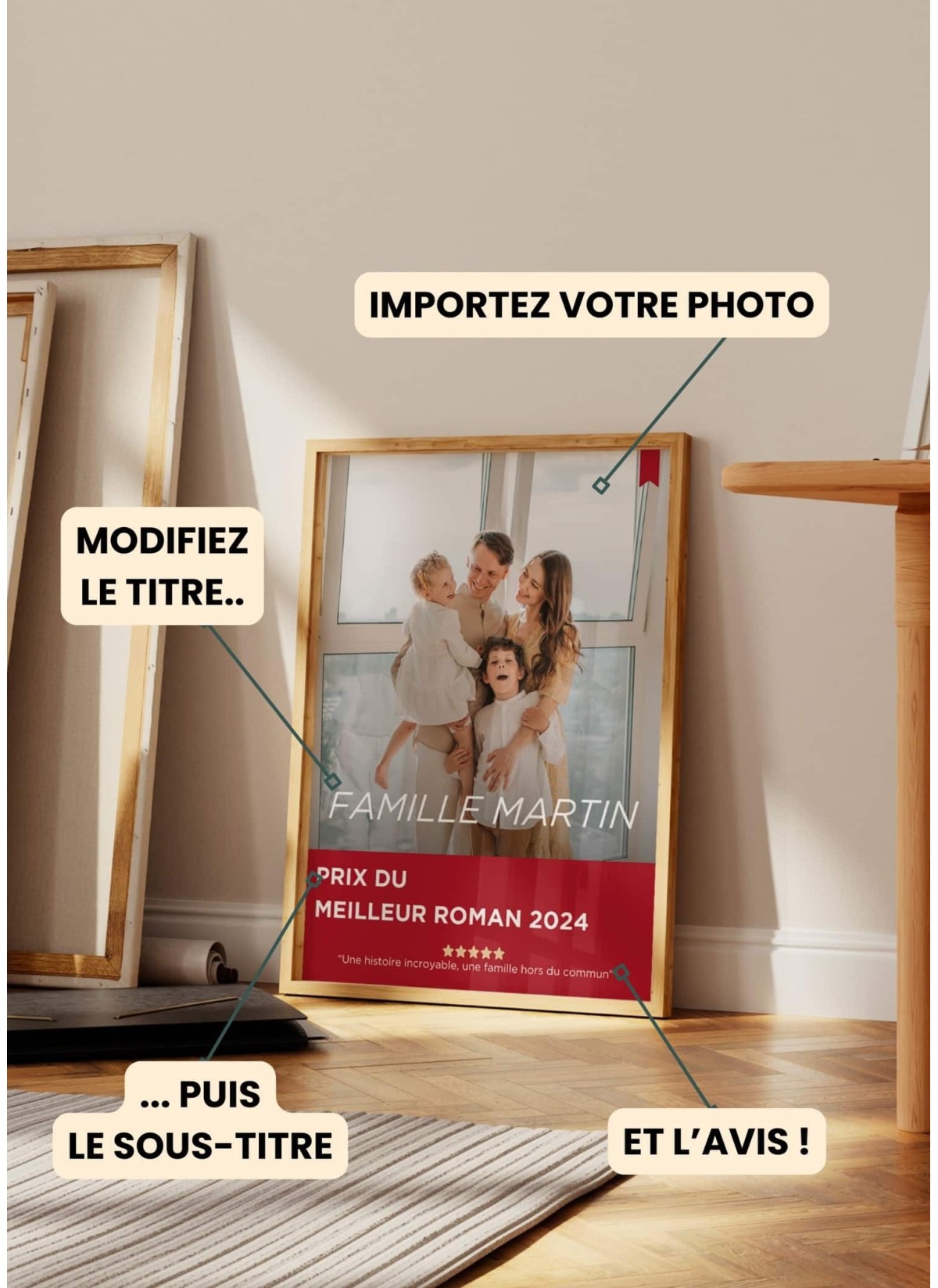 Affiche roman personnalisée pour Papa | Cadeau Fête des Pères original