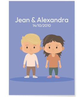 Affiche couple personnalisée style cartoon | Cadeau Saint-Valentin original