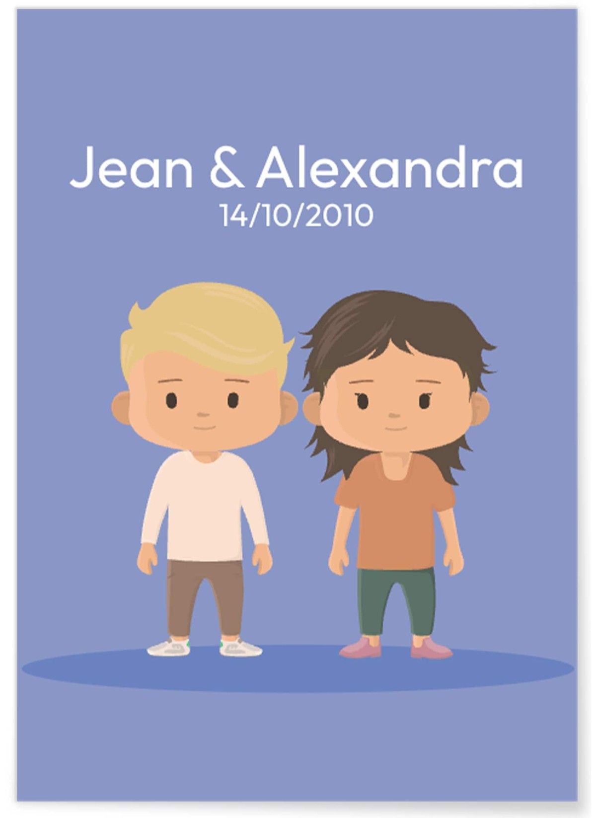 Affiche couple personnalisée style cartoon | Cadeau Saint-Valentin original