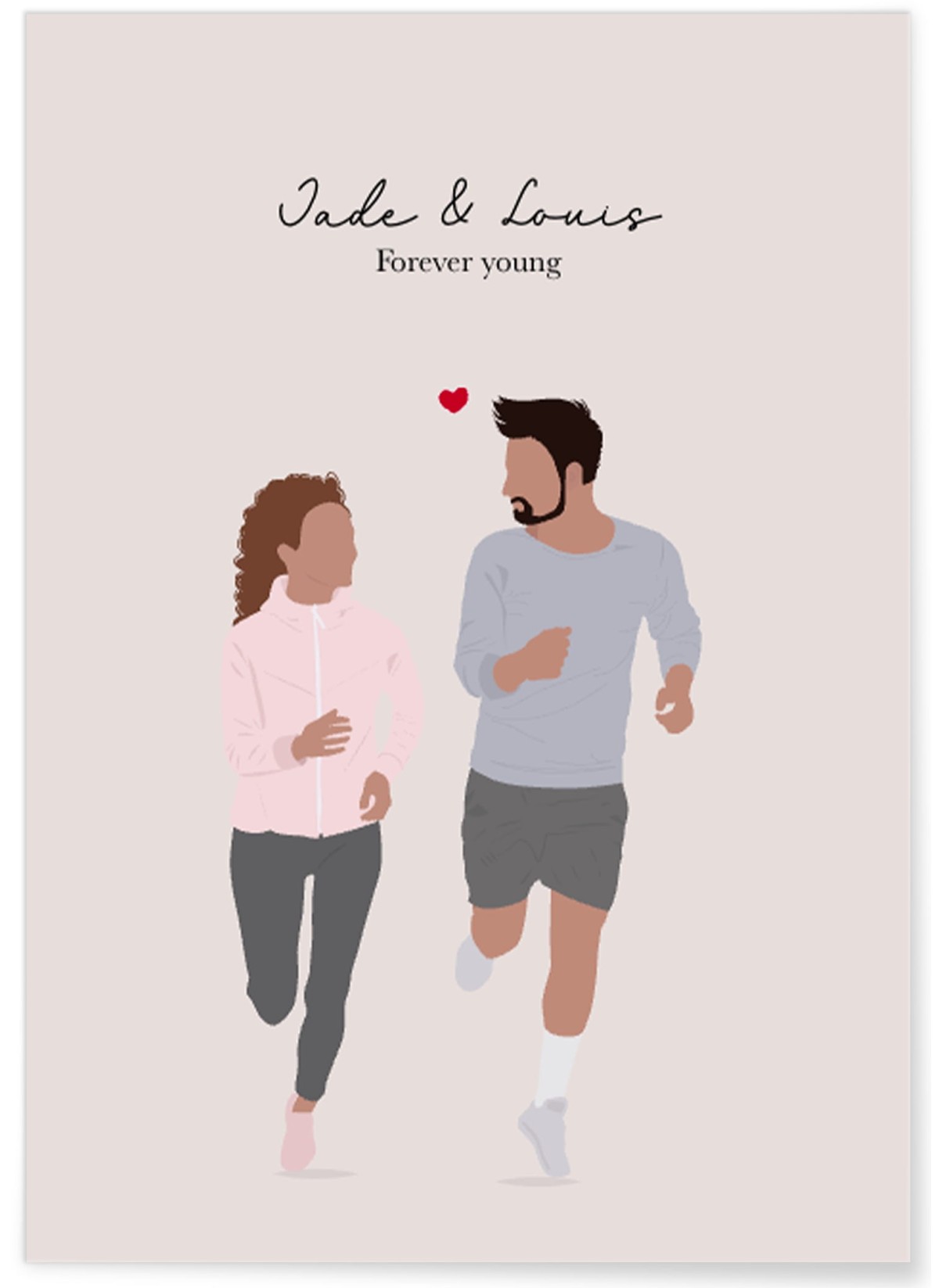 Affiche à Personnaliser - Couple de dos devant un paysage - Personnages et Texte Modifiables