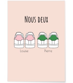 Affiche couple personnalisée baskets | Cadeau original Saint-Valentin ou anniversaire