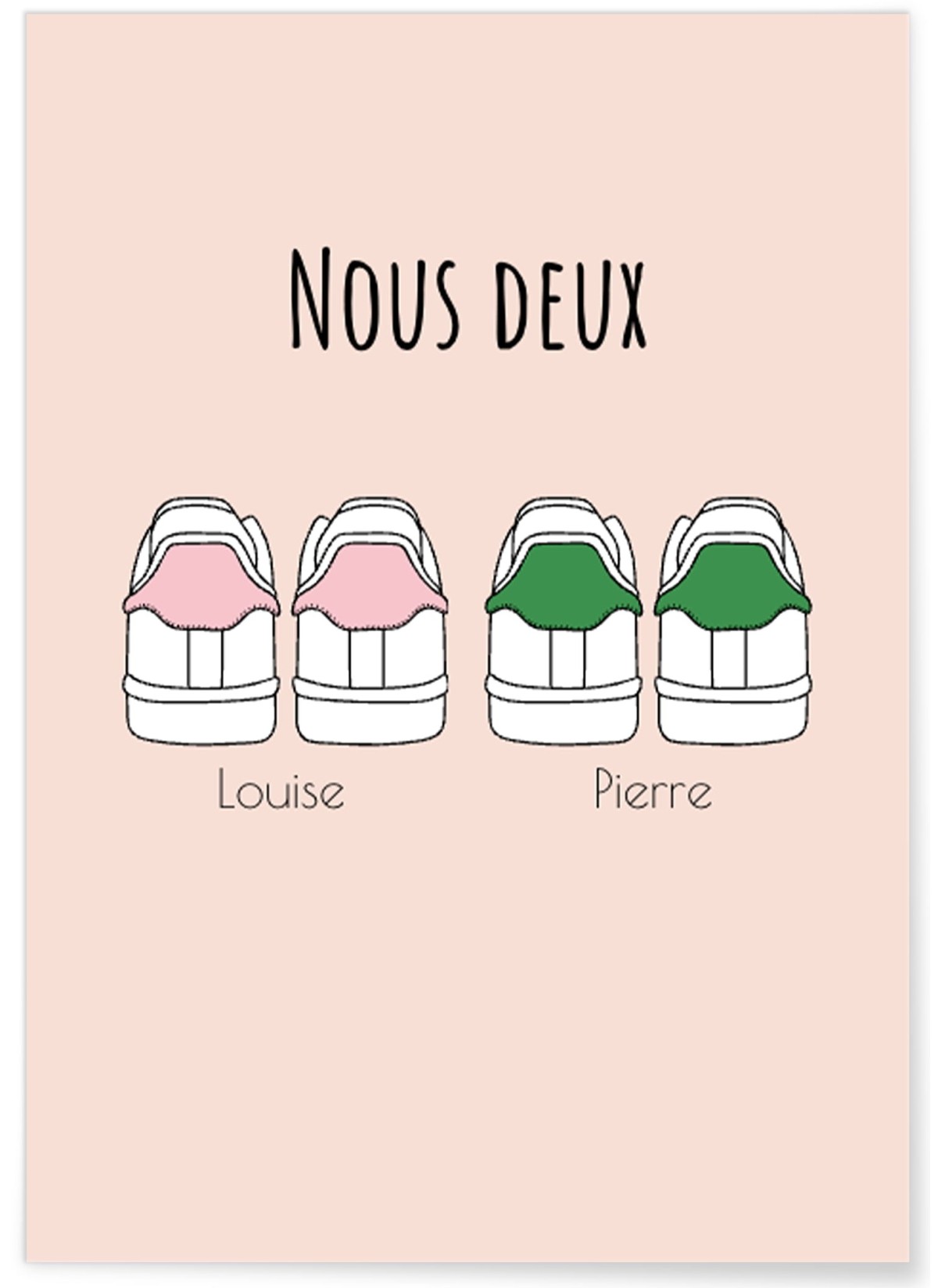 Affiche couple personnalisée baskets | Cadeau original Saint-Valentin ou anniversaire
