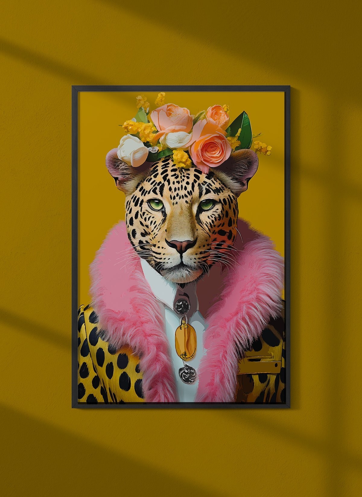 Affiche Léopard chic fleuri