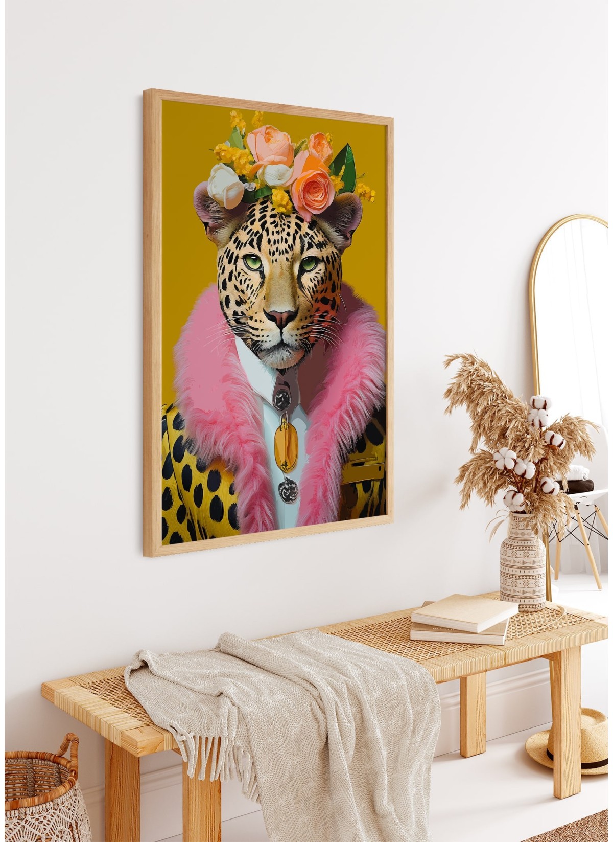 Affiche Léopard chic fleuri