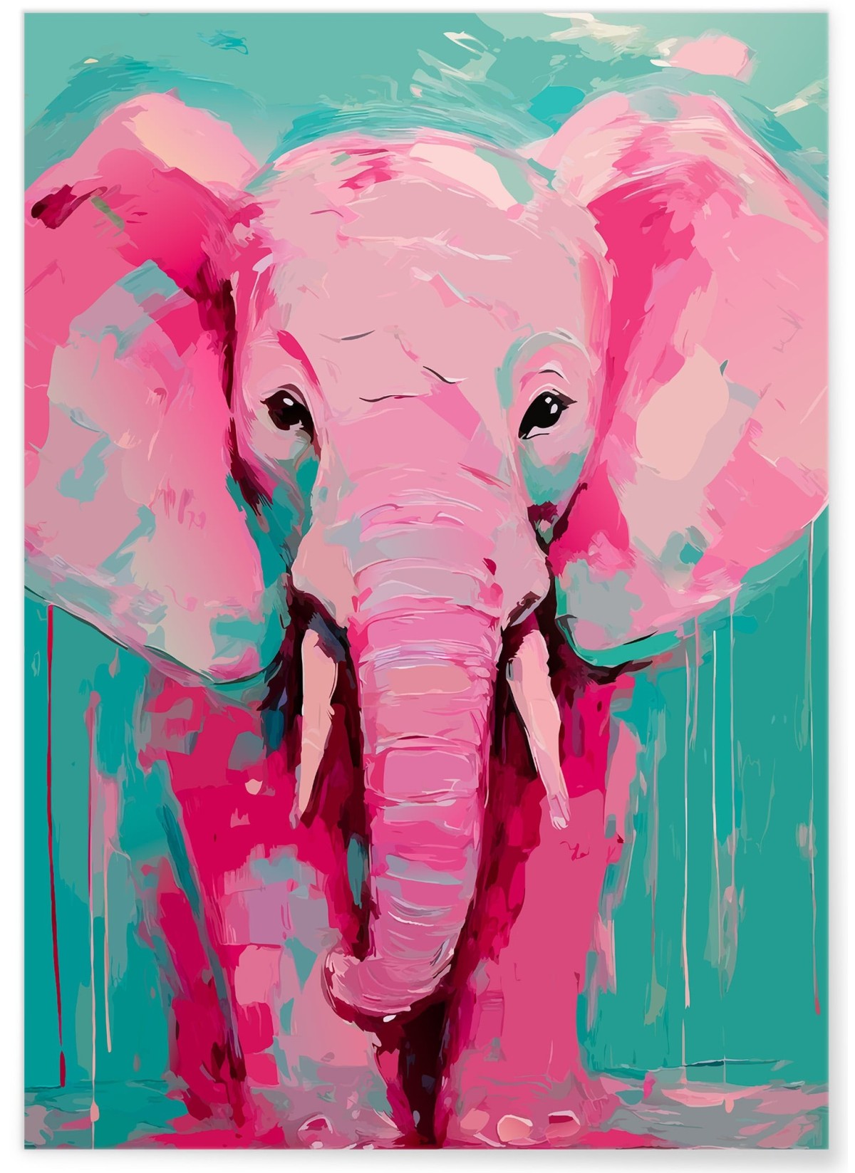 Affiche Éléphant rose pop