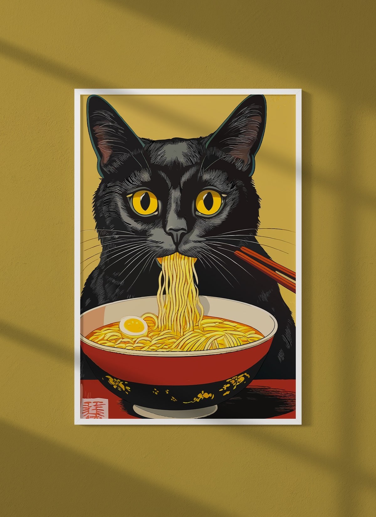 Affiche Chat ramen japonais