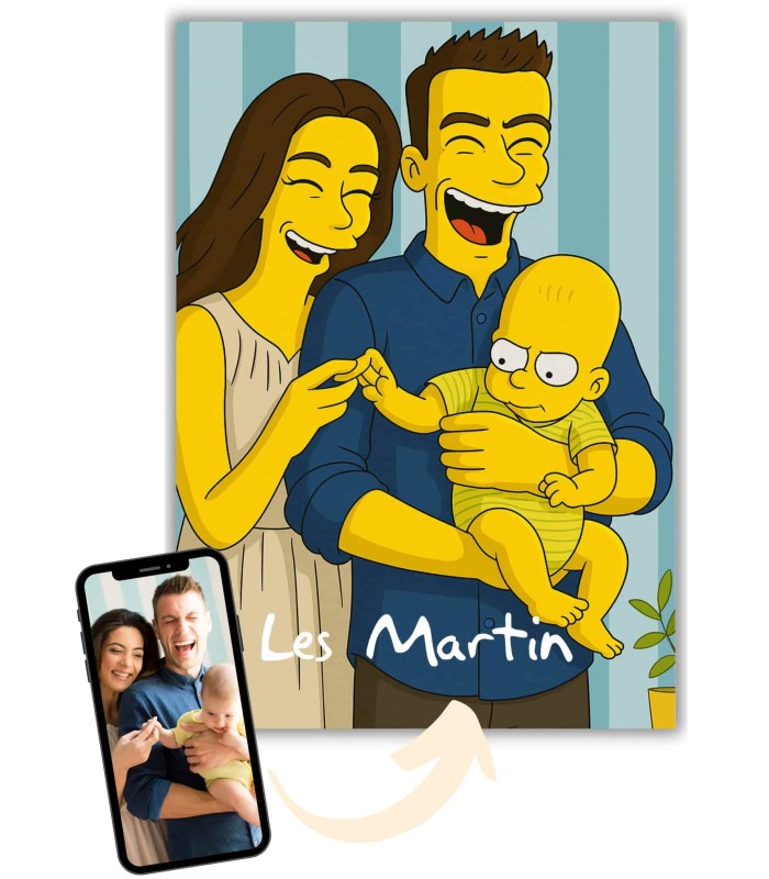 Affiche Cartoon Personnalisée (IA) – Votre portrait en style cartoon jaune | LAFFICHERIE