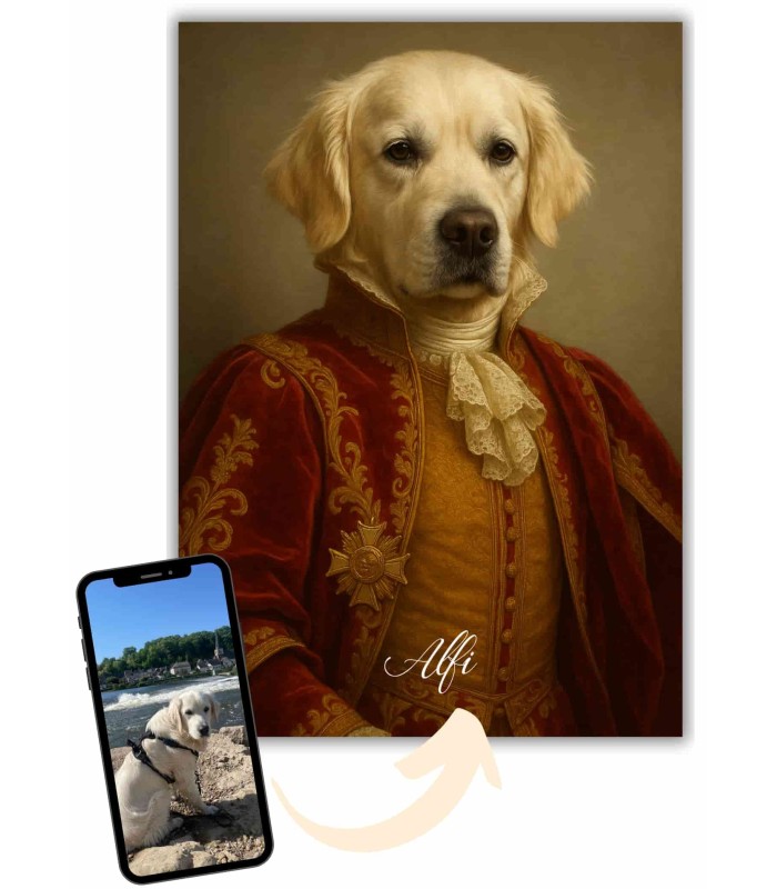 Affiche personnalisée chien royal – Portrait noble sur mesure | LAFFICHERIE