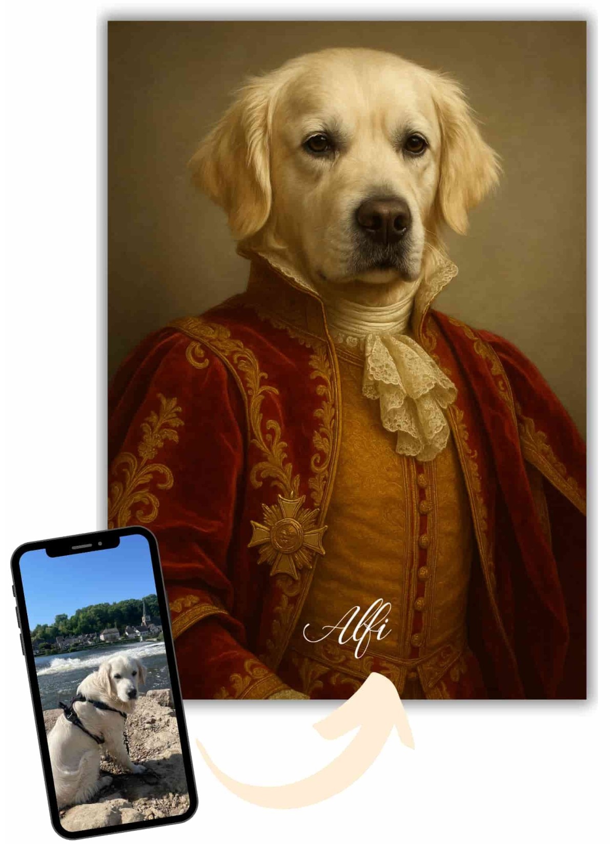 Affiche personnalisée chien royal – Portrait noble sur mesure | LAFFICHERIE