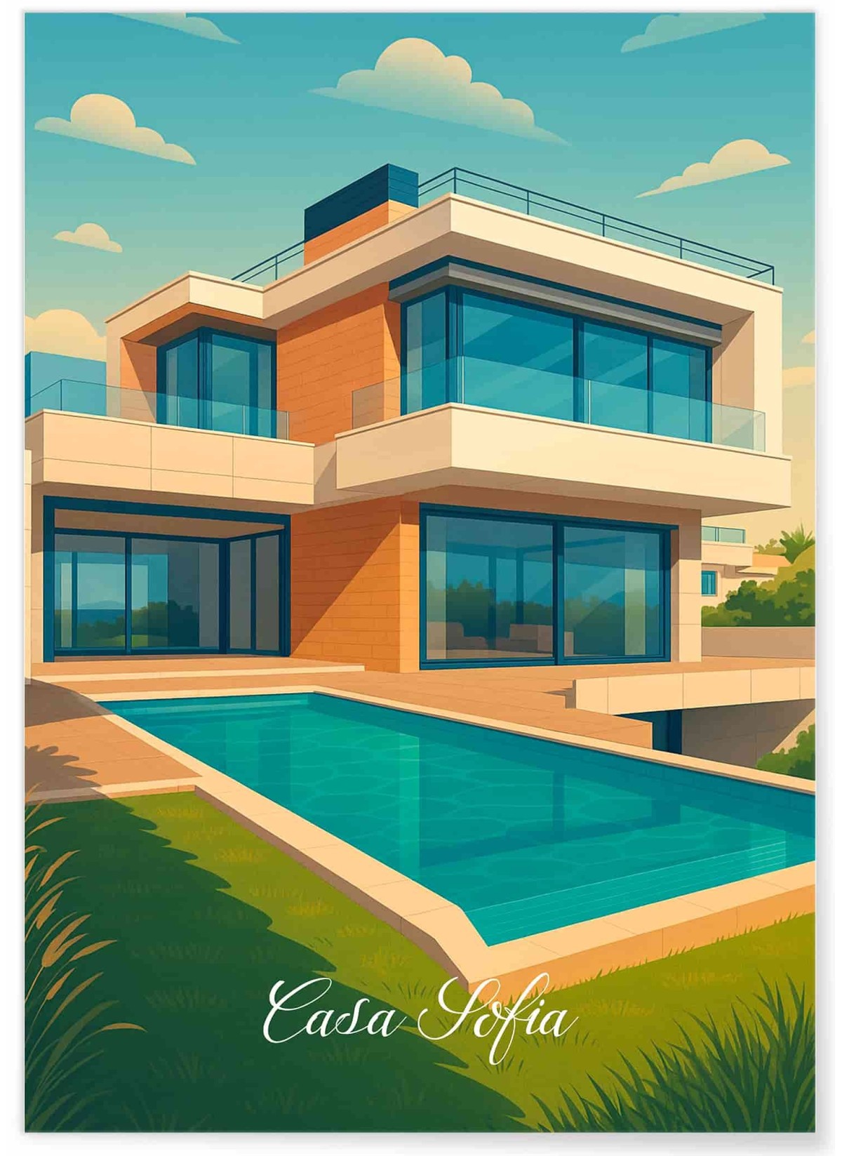 Affiche personnalisée maison – Illustration architecturale sur-mesure | LAFFICHERIE