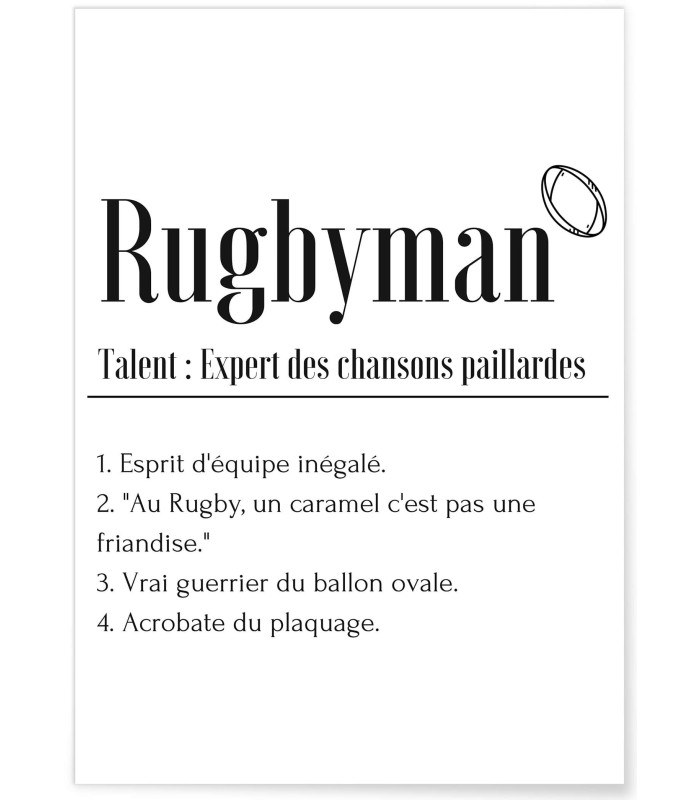 Affiche Définition Rugbyman