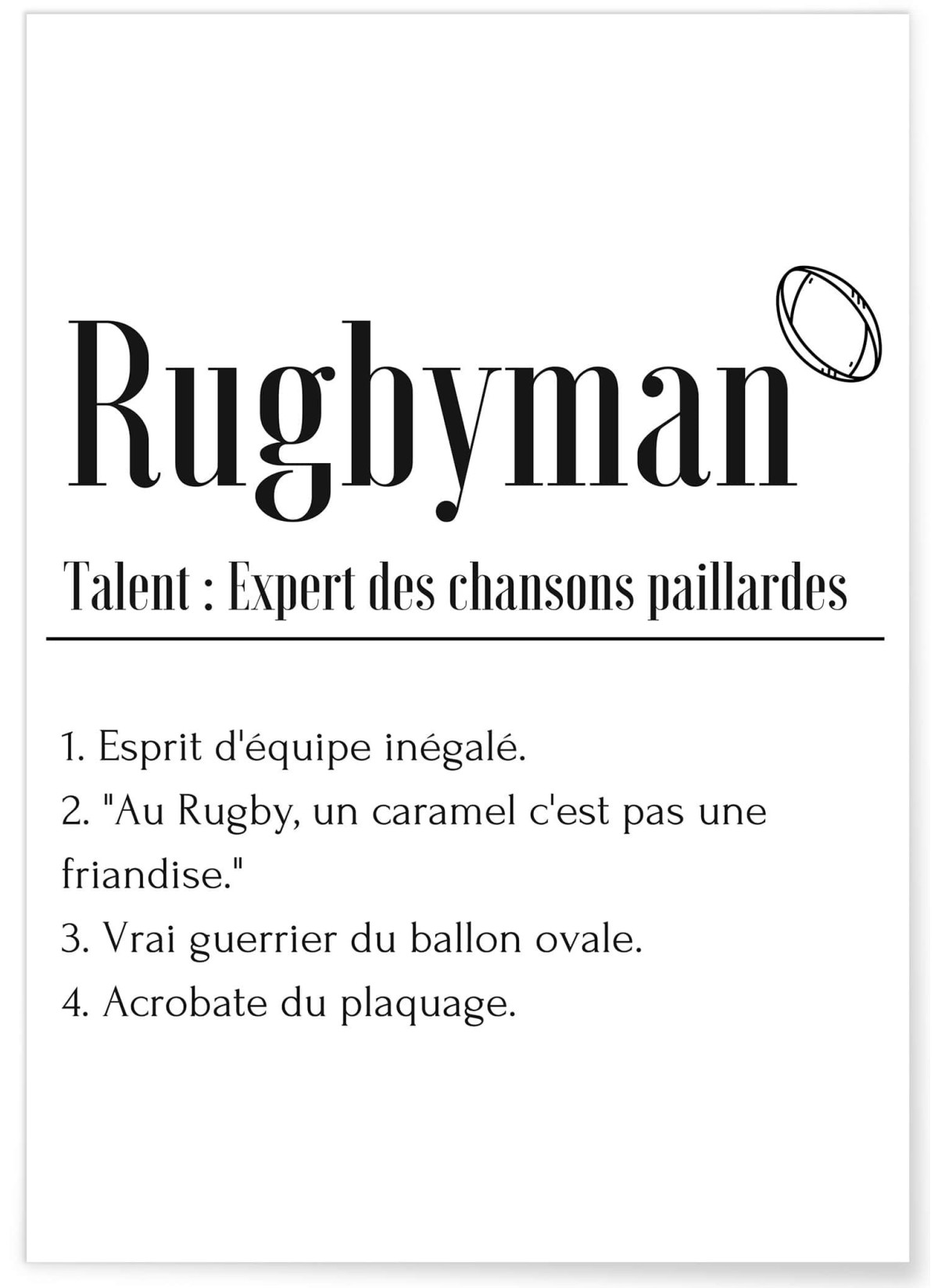 Affiche Définition Rugbyman