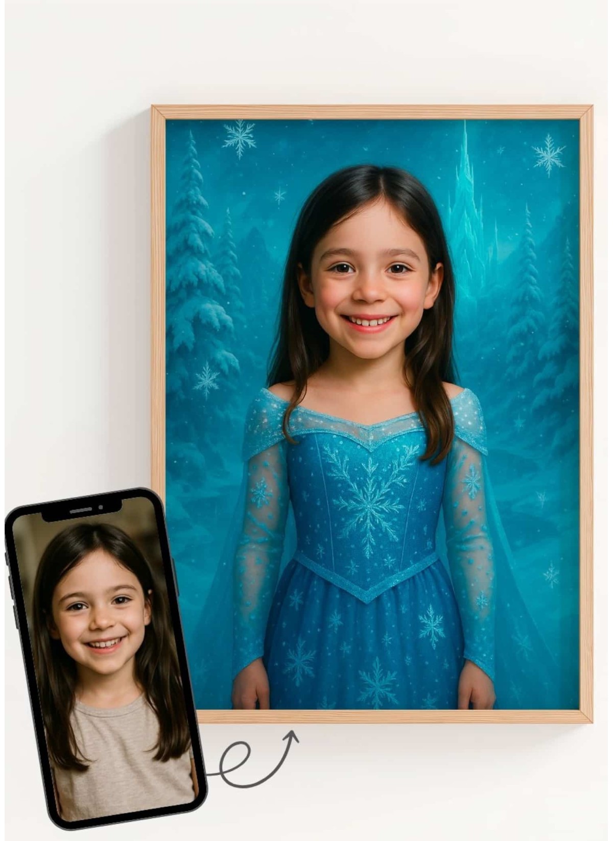 Affiche Princesse des glaces personnalisée – Portrait Enfant | L’AFFICHERIE