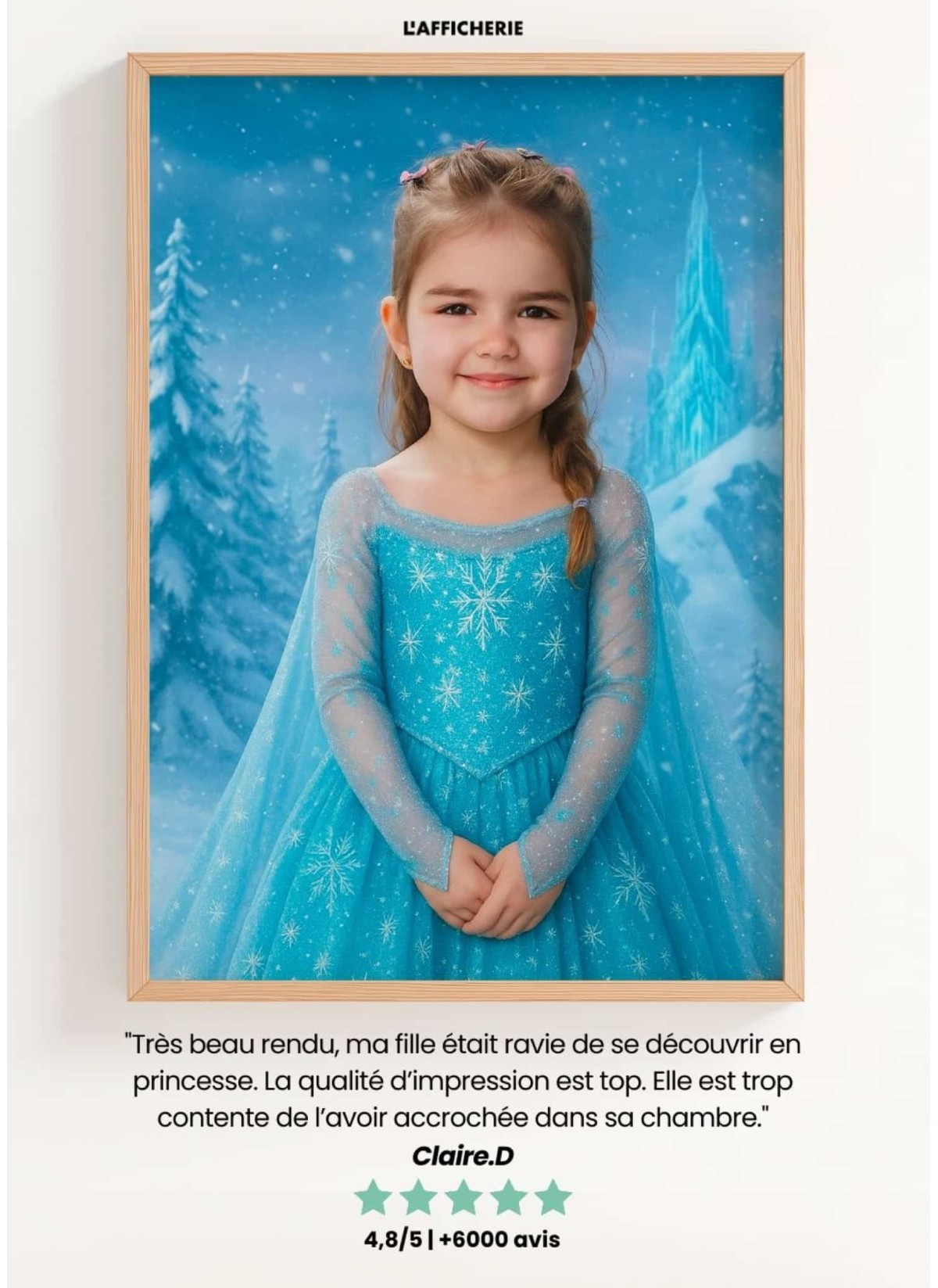 Affiche Princesse des glaces personnalisée – Portrait Enfant | L’AFFICHERIE