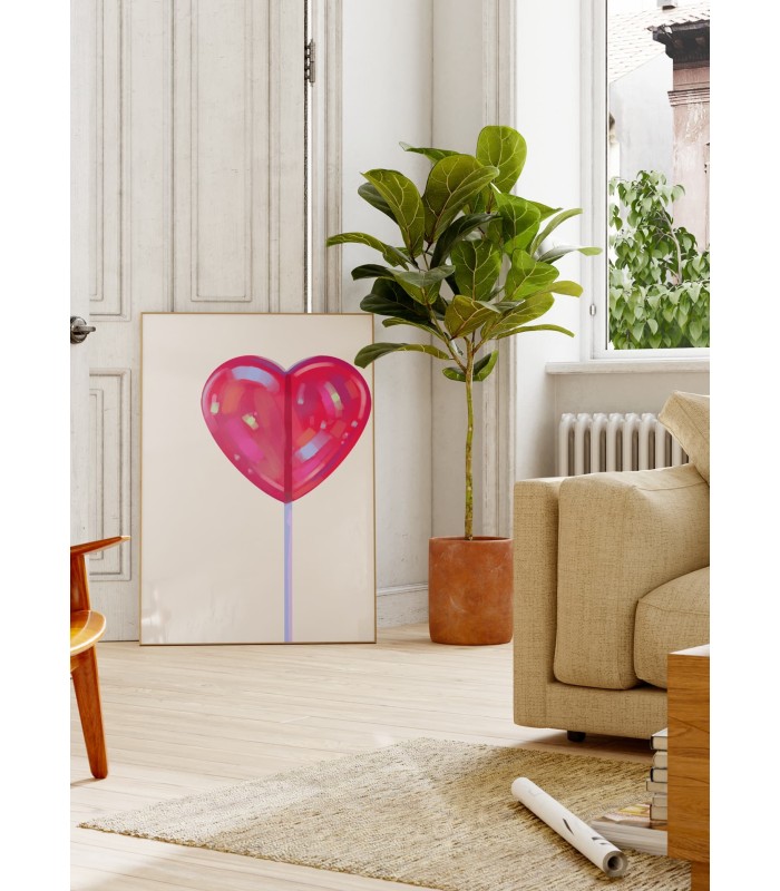 Affiche Sucette Coeur rouge