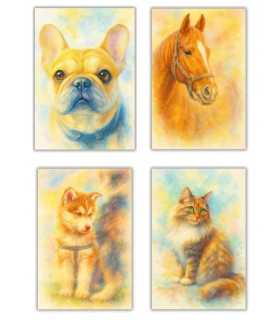 Portrait d'animaux style peinture aquarelle & huile