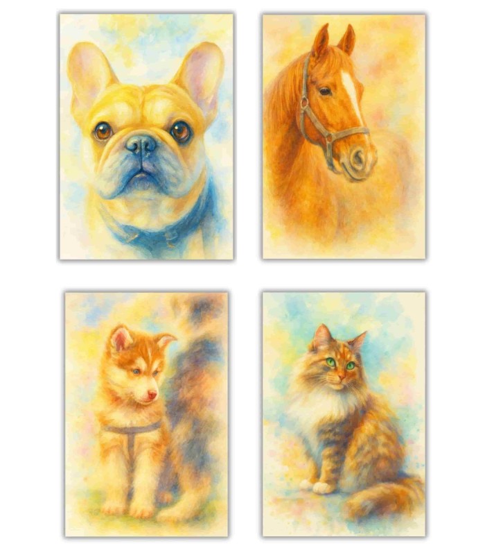 Portrait d'animaux style peinture aquarelle & huile