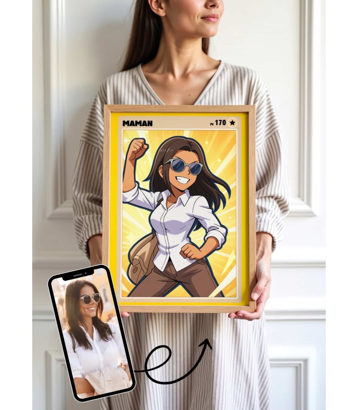 Affiche Carte de Collection Personnalisée | Portrait Manga Maman | LAFFICHERIE