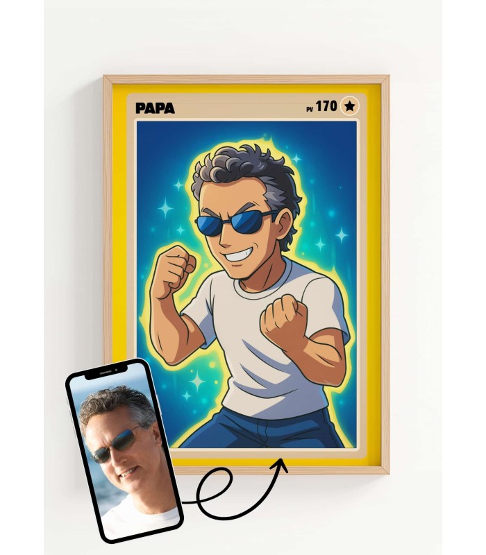 Affiche Carte de Collection Personnalisée | Portrait Manga Papa | LAFFICHERIE
