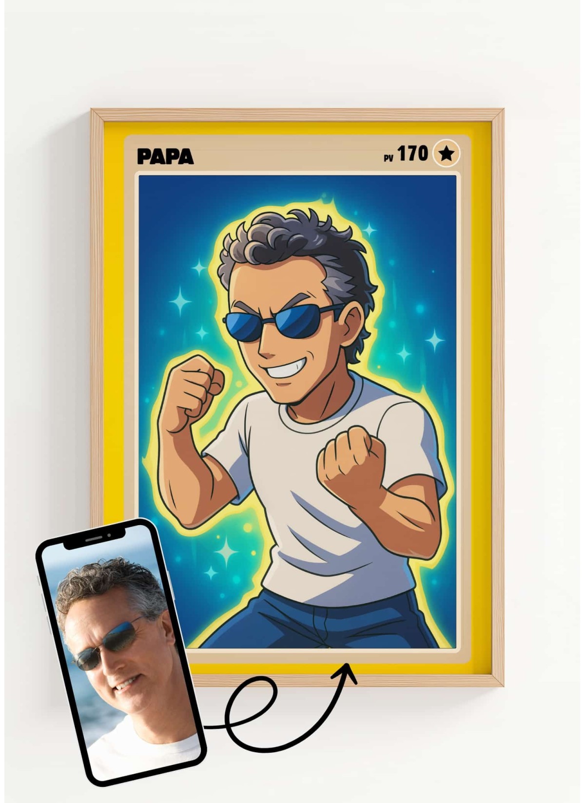 Affiche Carte de Collection Personnalisée | Portrait Manga Papa | LAFFICHERIE