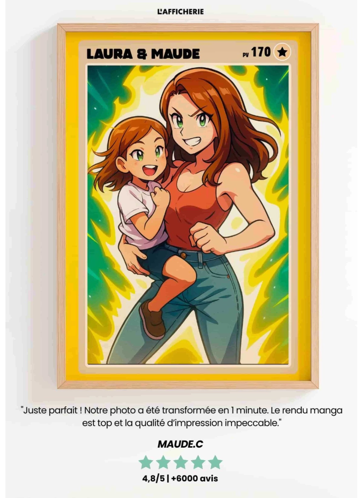 Affiche Carte de Collection Personnalisée | Portrait Manga Papa | LAFFICHERIE