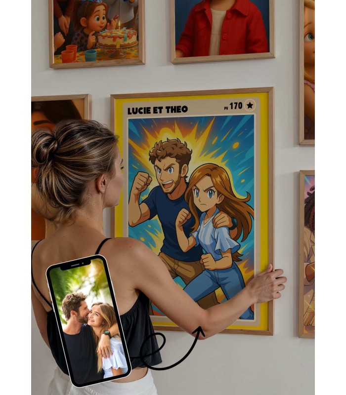 Affiche Carte de Collection Personnalisée | Portrait Manga couple | LAFFICHERIE