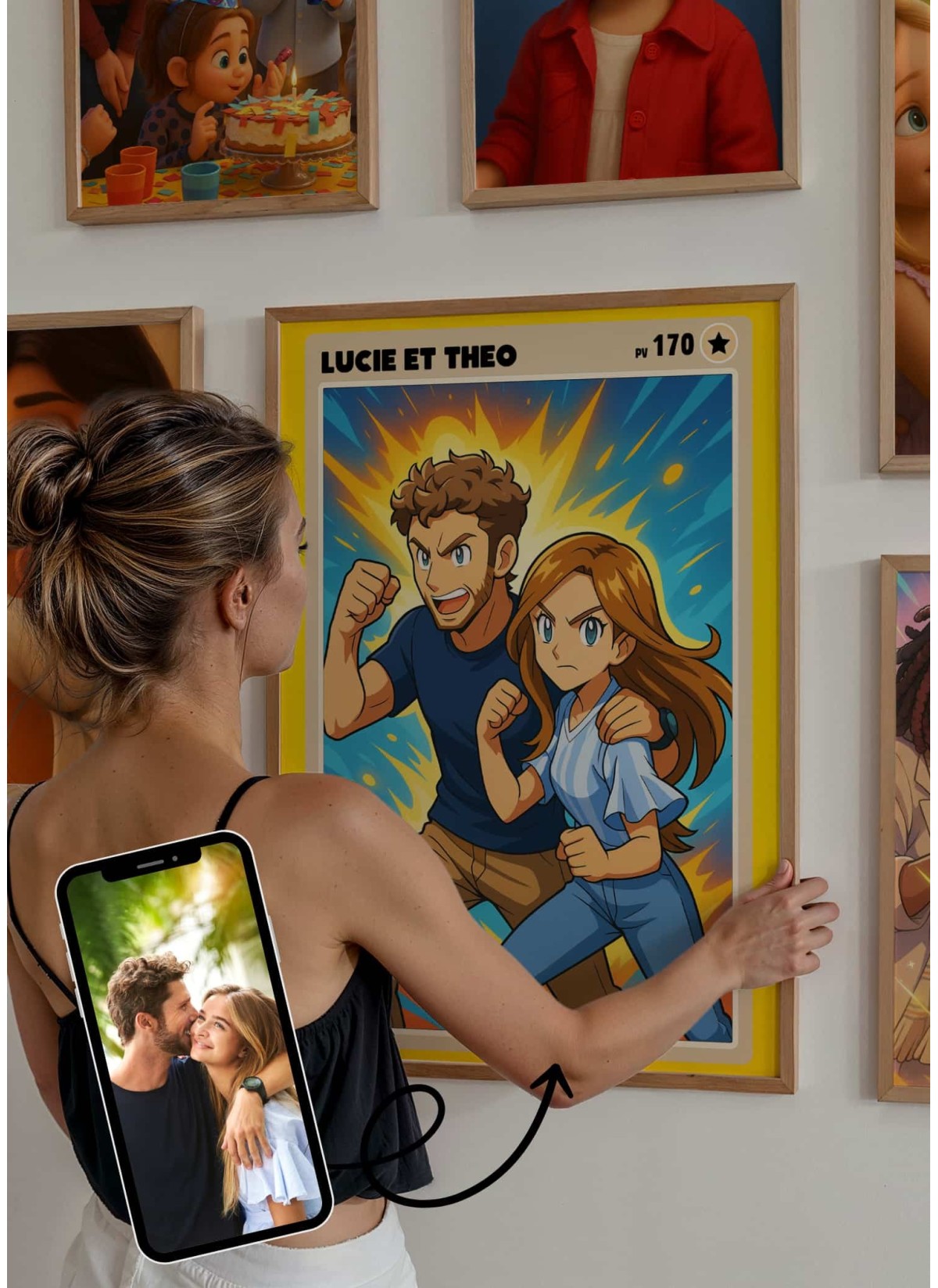 Affiche Carte de Collection Personnalisée | Portrait Manga couple | LAFFICHERIE