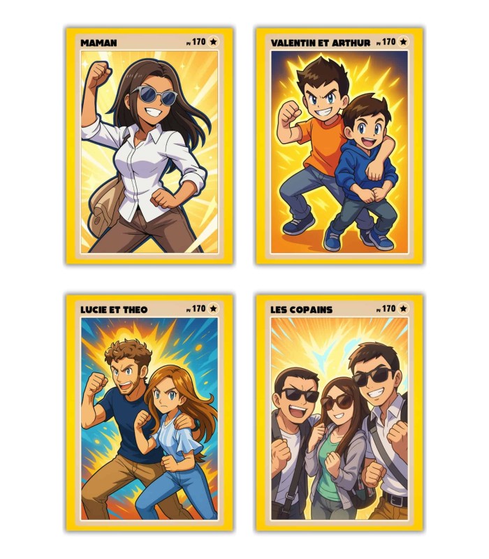 Portrait Manga style carte de collection┃Couple