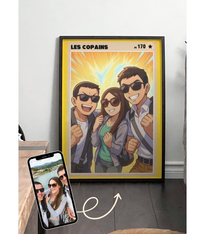 Affiche Carte de Collection Personnalisée | Portrait Manga Amis | LAFFICHERIE