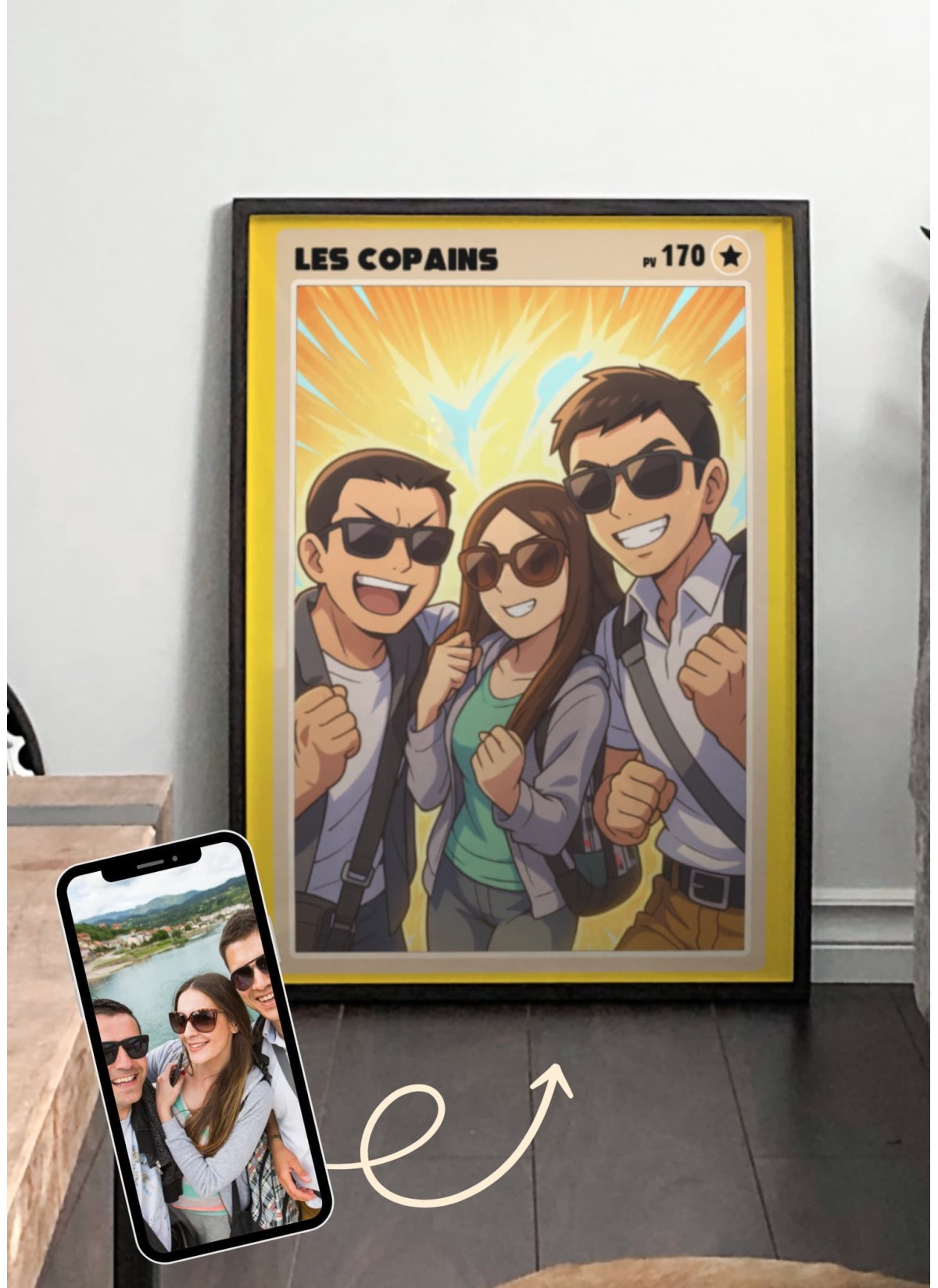 Affiche Carte de Collection Personnalisée | Portrait Manga Amis | LAFFICHERIE