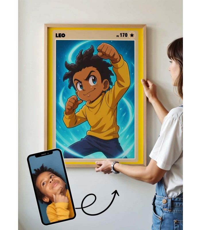 Affiche Carte de Collection Personnalisée | Portrait Manga Enfants | LAFFICHERIE