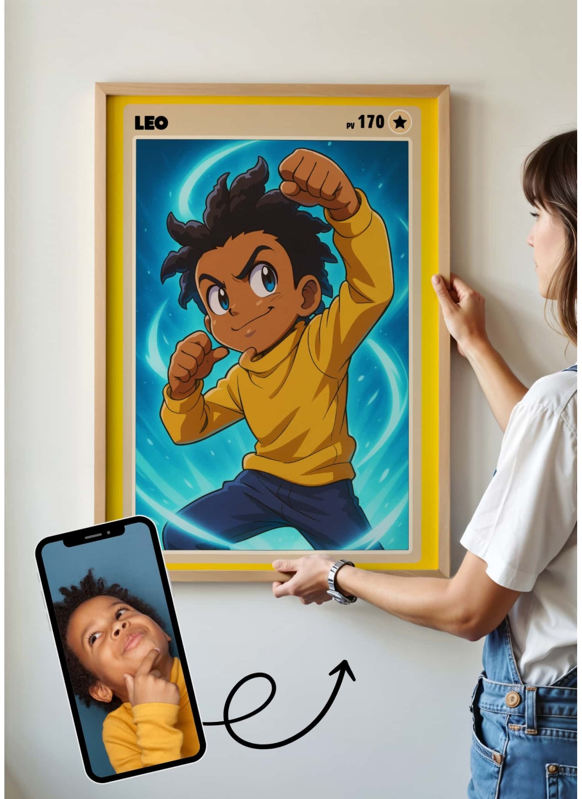 Affiche Carte de Collection Personnalisée | Portrait Manga Enfants | LAFFICHERIE