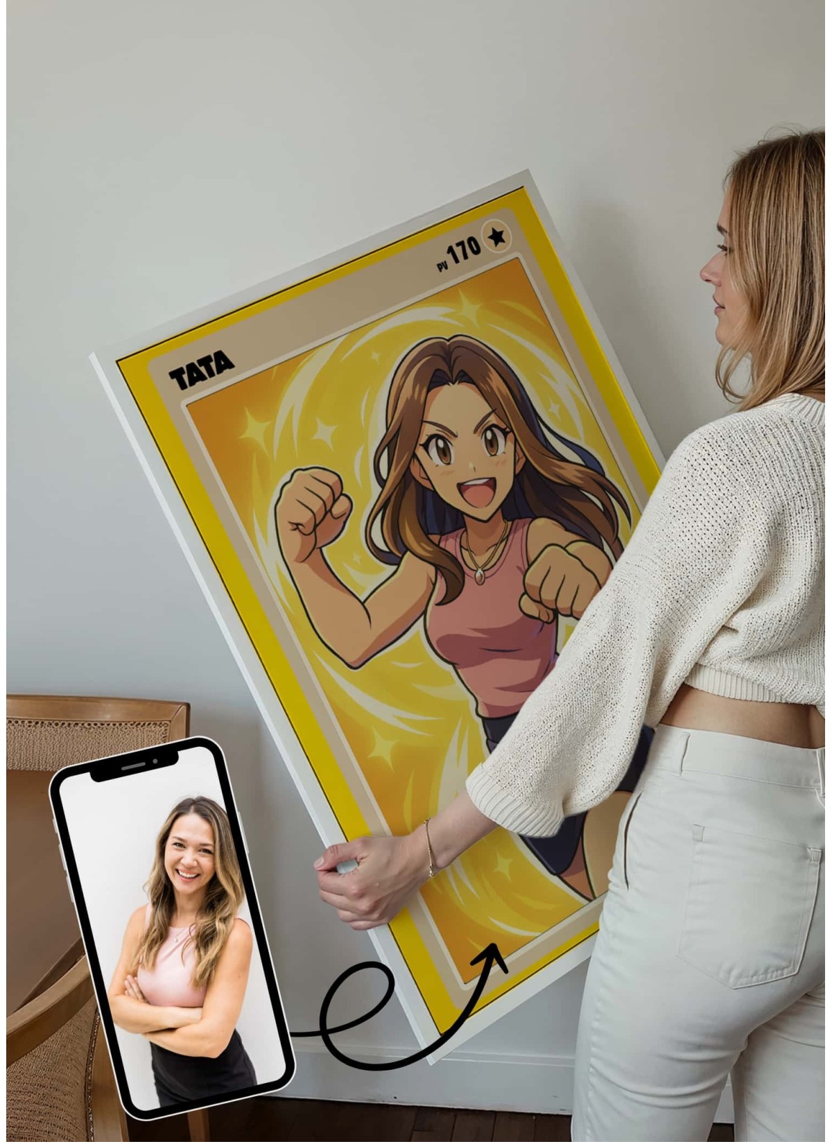 Affiche Carte de Collection Personnalisée | Portrait Manga Oncle et tante | LAFFICHERIE