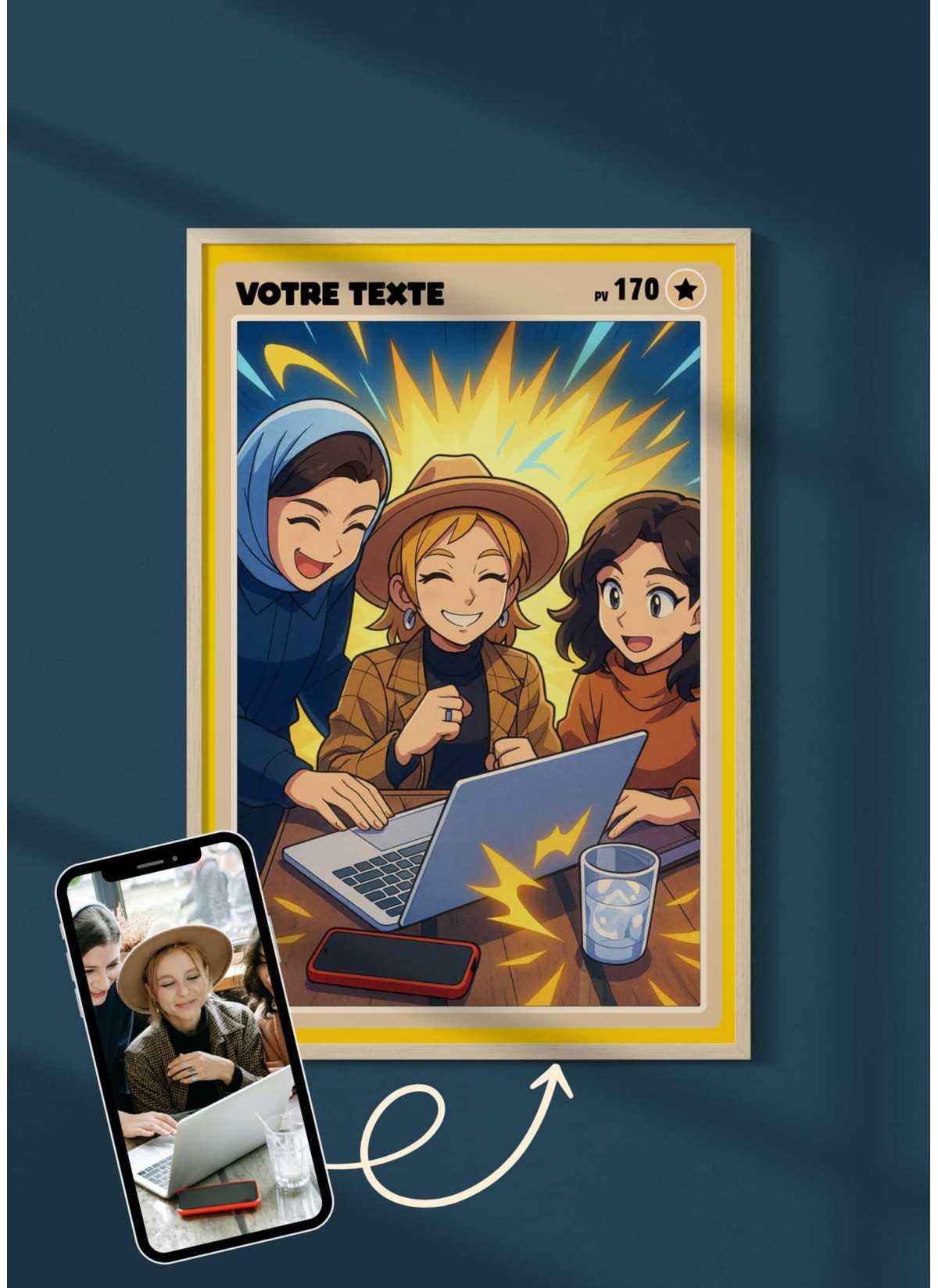 Affiche Carte de Collection Personnalisée | Portrait Manga Collègues | LAFFICHERIE