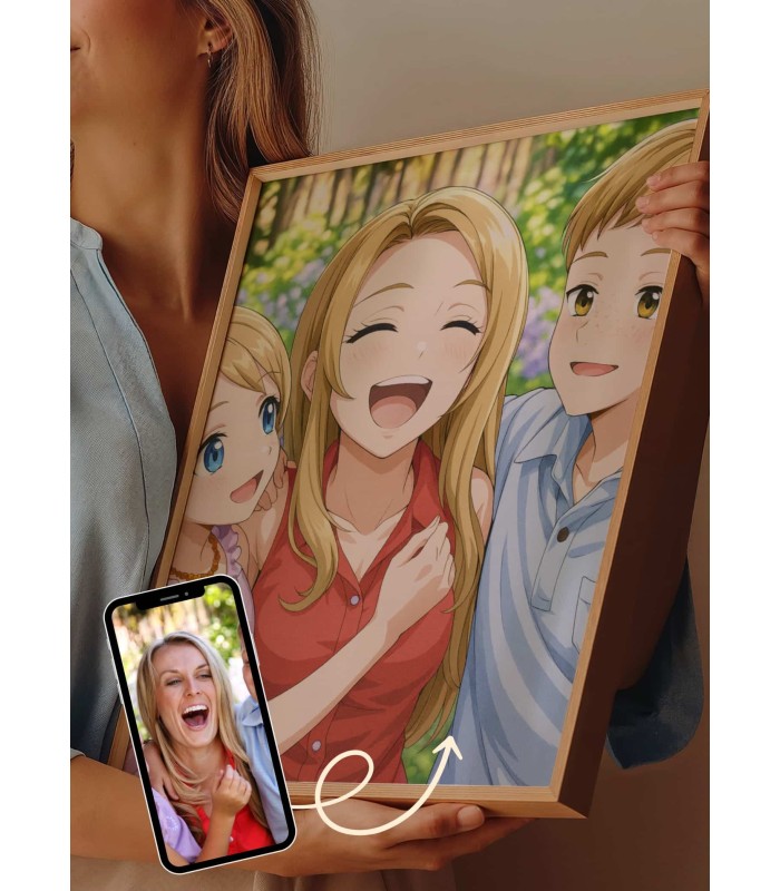 Affiche Manga Personnalisée – Votre photo transformé en personnage manga avec IA┃Maman | LAFFICHERIE
