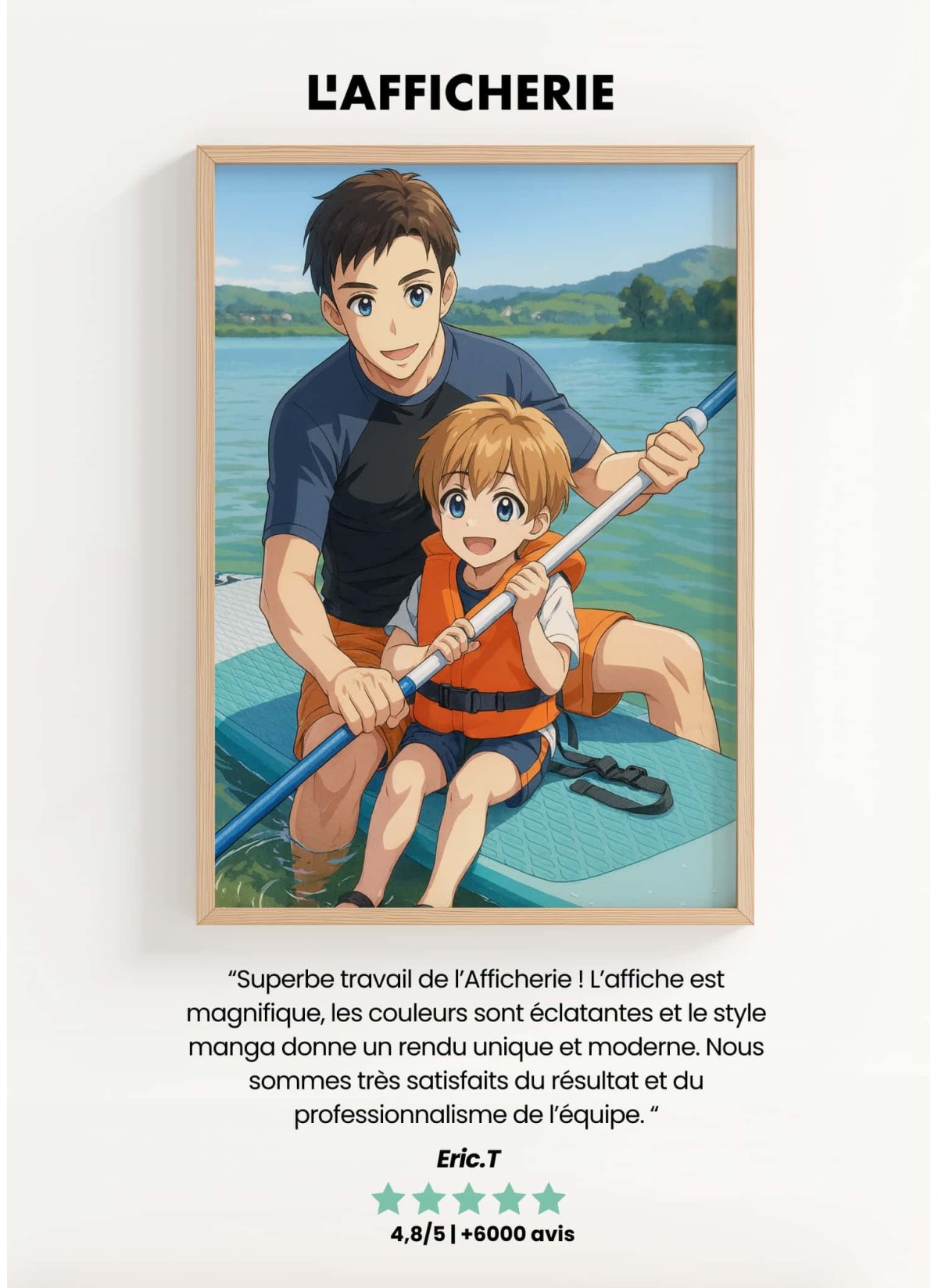 Affiche Manga Personnalisée – Votre photo transformé en personnage manga avec IA┃Papa | LAFFICHERIE
