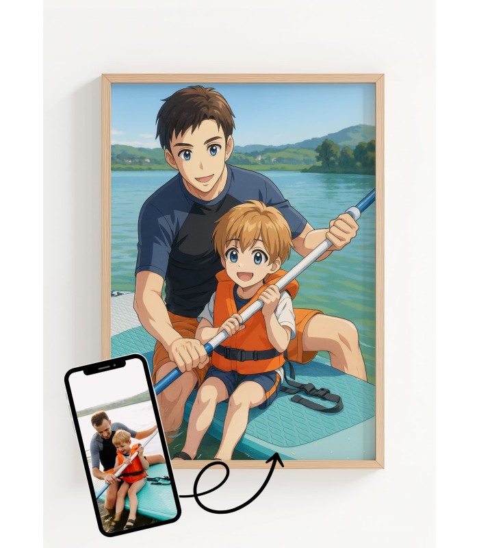 Affiche Manga Personnalisée – Votre photo transformé en personnage manga avec IA┃Papa | LAFFICHERIE