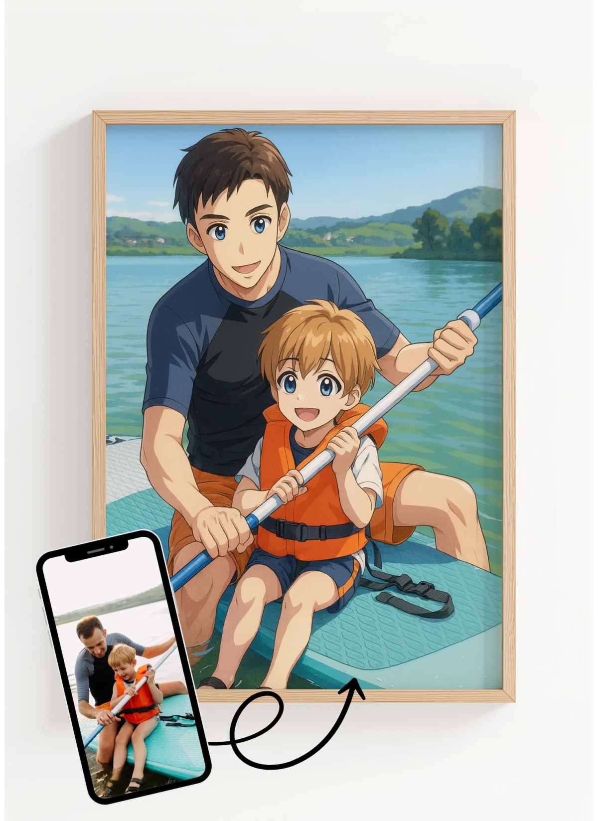 Affiche Manga Personnalisée – Votre photo transformé en personnage manga avec IA┃Papa | LAFFICHERIE