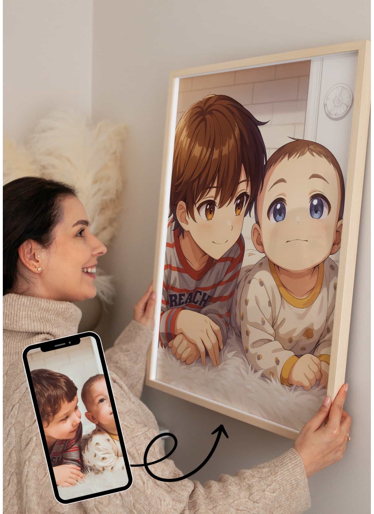 Affiche Manga Personnalisée – Votre photo transformé en personnage manga avec IA┃Frère et soeur | LAFFICHERIE