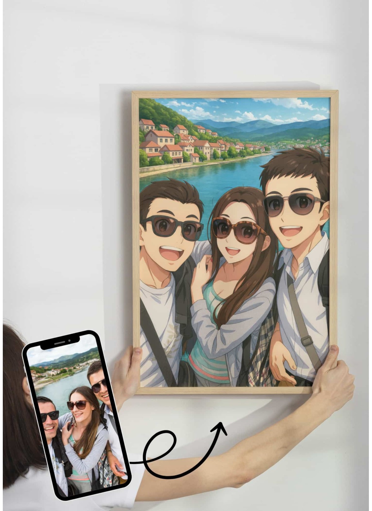 Affiche Manga Personnalisée – Votre photo transformé en personnage manga avec IA┃Amis| LAFFICHERIE