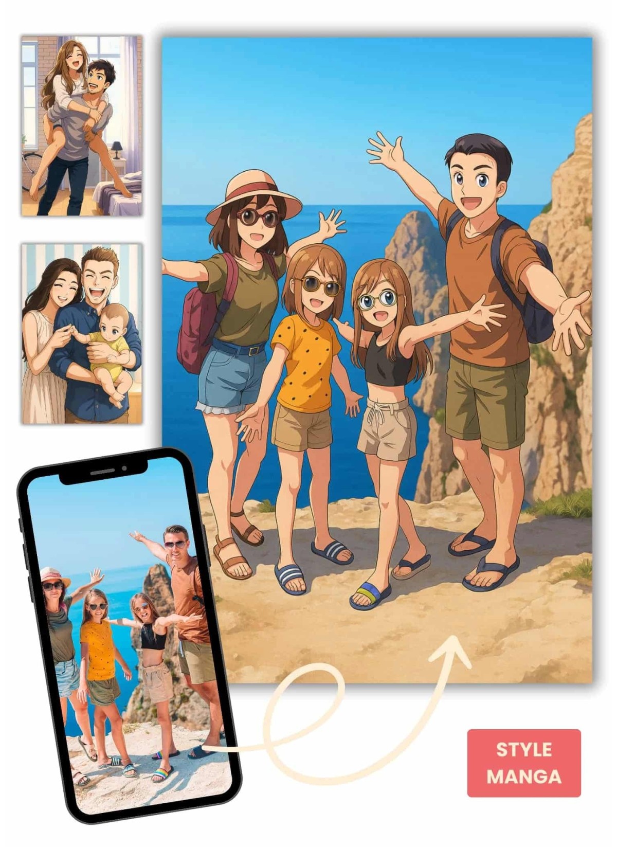 Affiche Manga Personnalisée – Votre photo transformé en personnage manga avec IA┃Amis| LAFFICHERIE