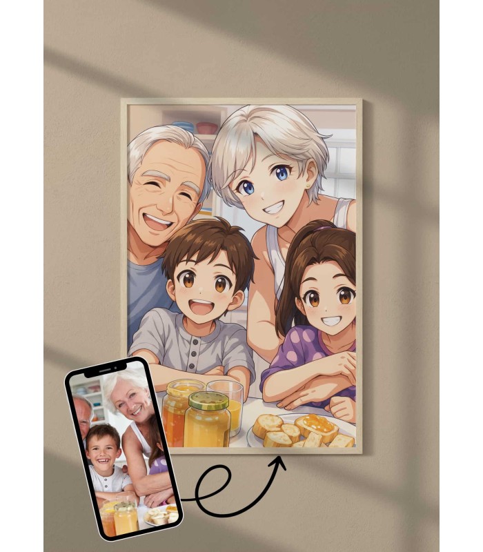 Affiche Manga Personnalisée – Votre photo transformé en personnage manga avec IA┃Grands-parents| LAFFICHERIE