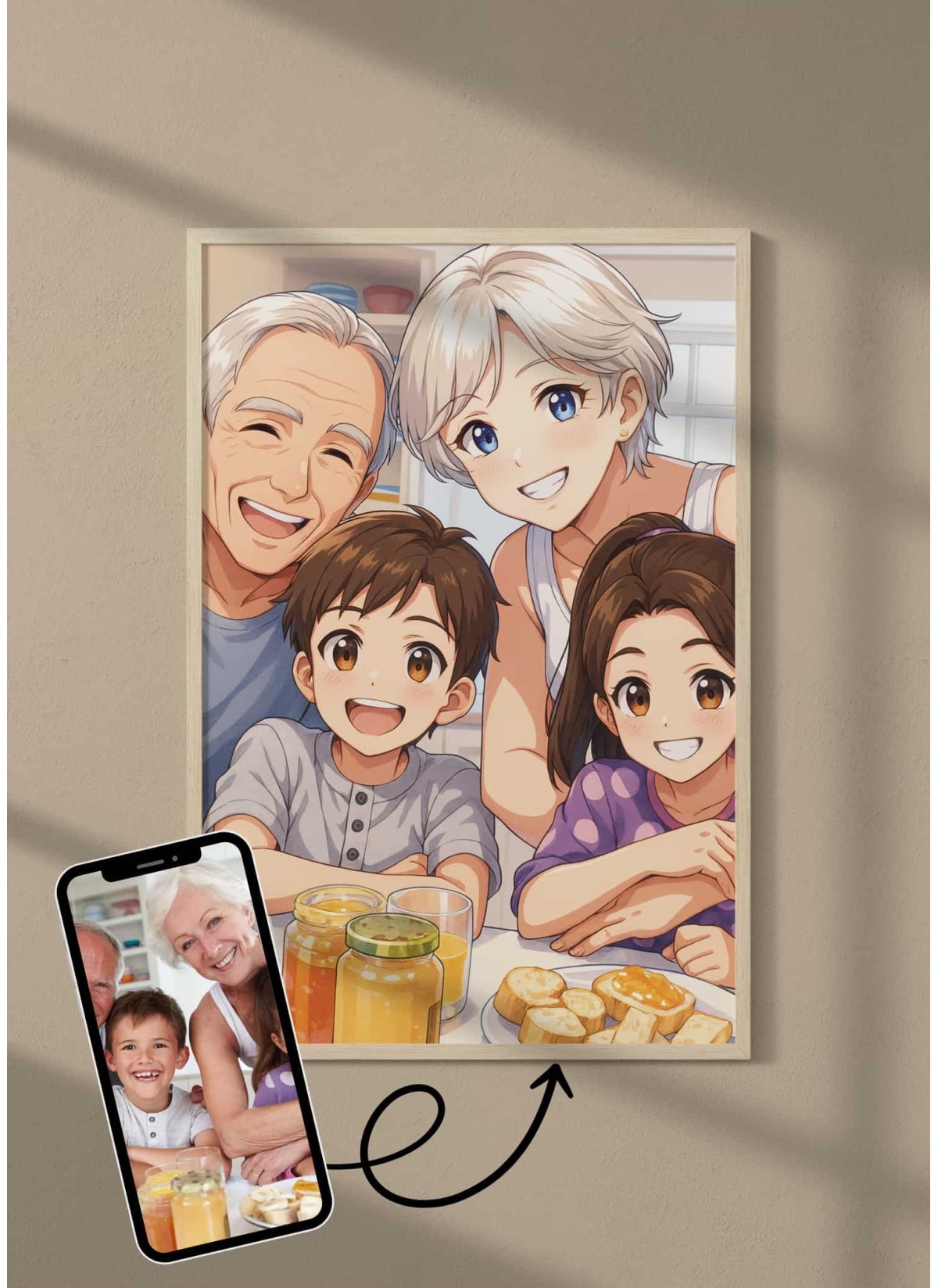 Affiche Manga Personnalisée – Votre photo transformé en personnage manga avec IA┃Grands-parents| LAFFICHERIE